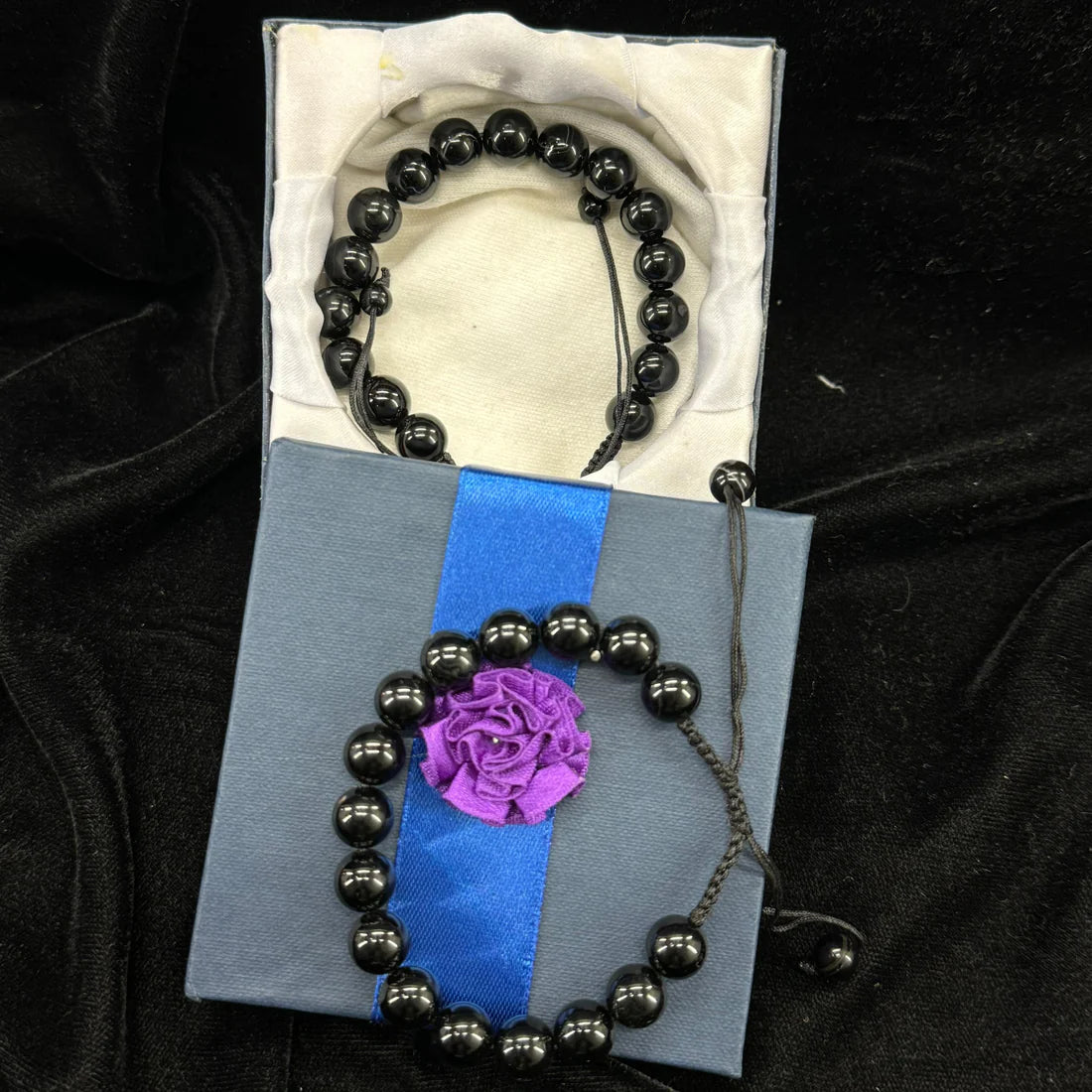 Aqeeq Stone Bracelet β Free Size Fit for All (16 beads 10mm Size ) Black Color