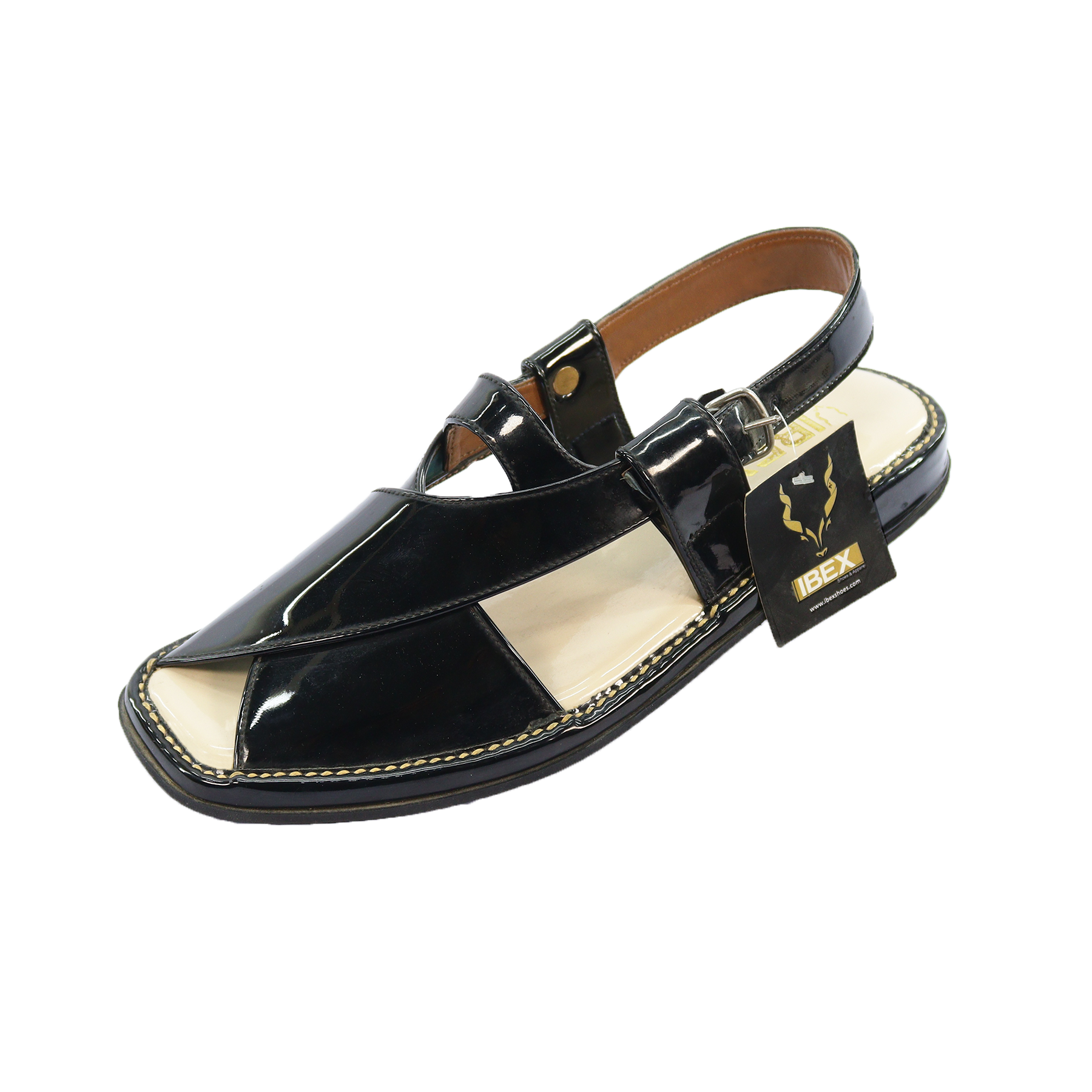 Ladies Peshawari Chappal Black. IBEXSHOES