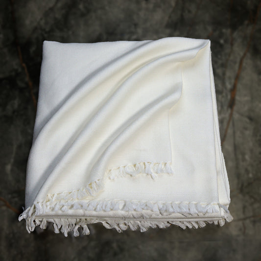 48 Wool Double Plain -White Swati Shawl
