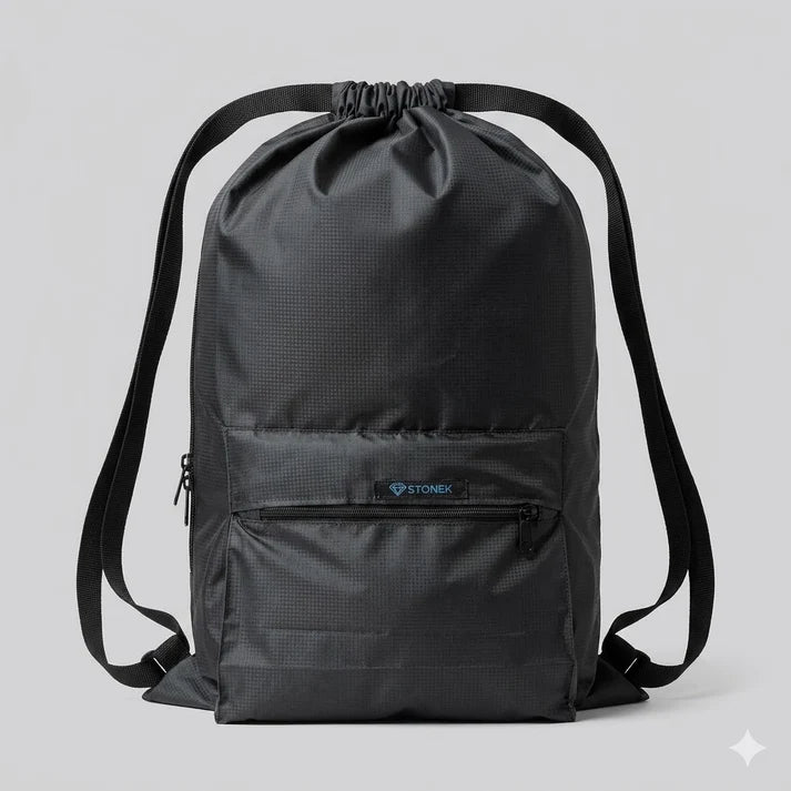 Drawstring Bag – , Waterproof, All-Purpose for Hajj Umrah College/Uni , Gym & Daily Use ( Greyish Black)
