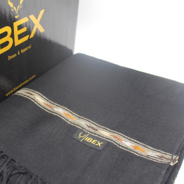 Handmade Swati Shawl with Designer Strip Black color