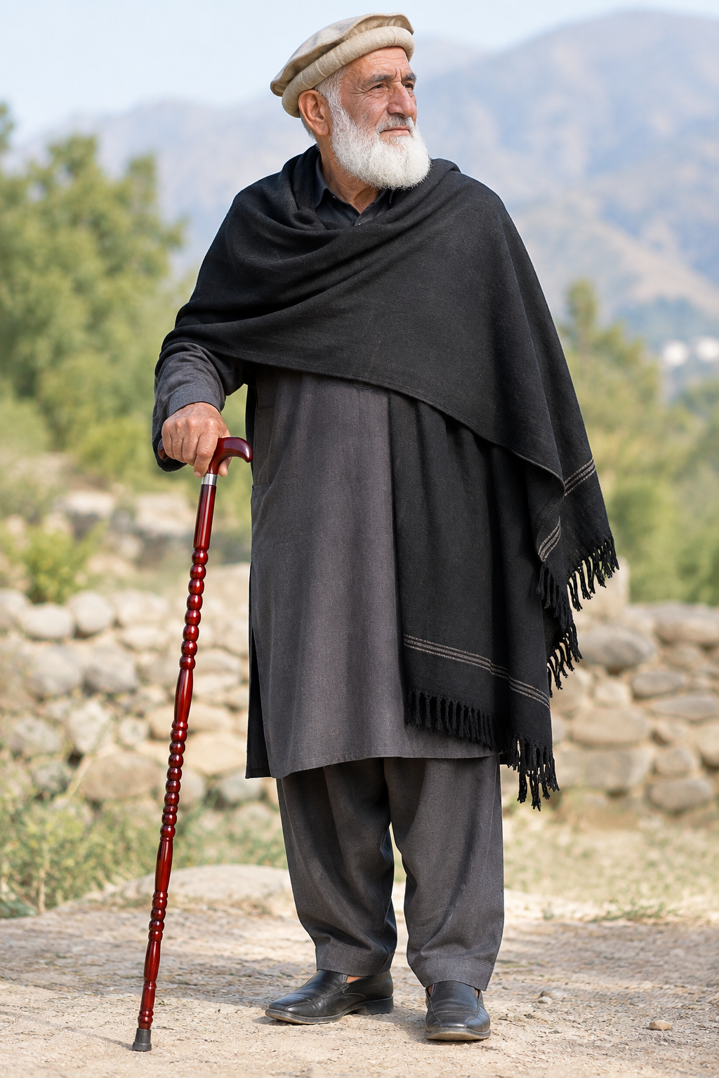 Wood Walking Cane Dark Brown