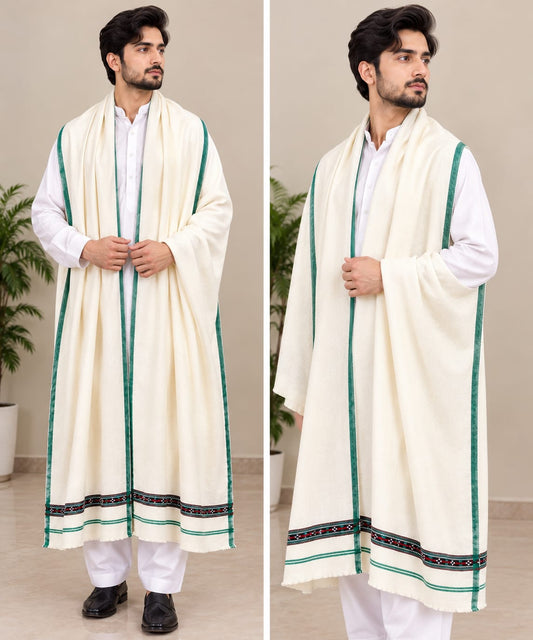IBEX Pasham-e-Herati — Kashmiri Pasham Shawl, Off-White Color