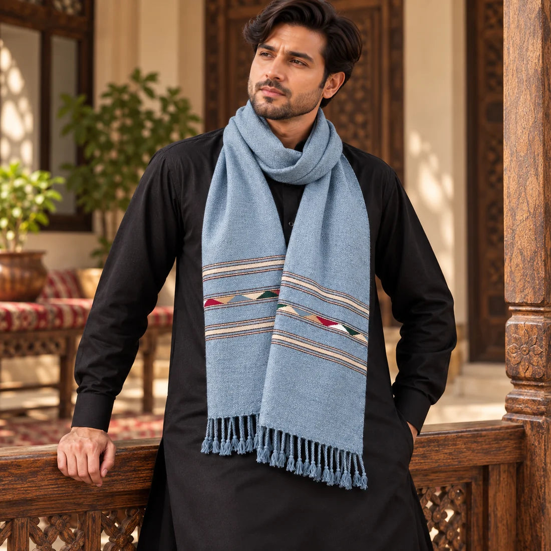 Handmade Soft , Wool Mufflers- Grey