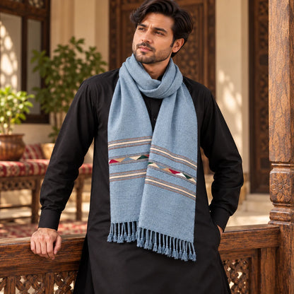 Handmade Soft , Wool Mufflers- Grey