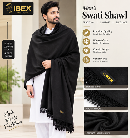 Swati Shawl Plain Black