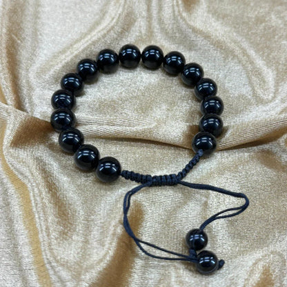 Aqeeq Stone Bracelet – Free Size Fit for All (16 beads 10mm Size ) Black Color
