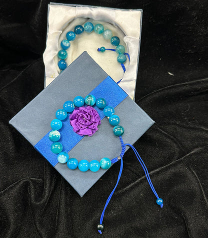 Blue Aeeq Stone Bracelet-Unisex – Free Size Fit for All( 16 Beads ,10mm size)