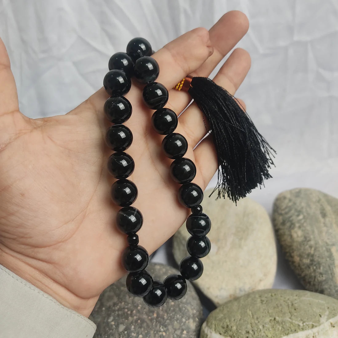 Black Aqeeq Tasbih 14 mm/21 Beads