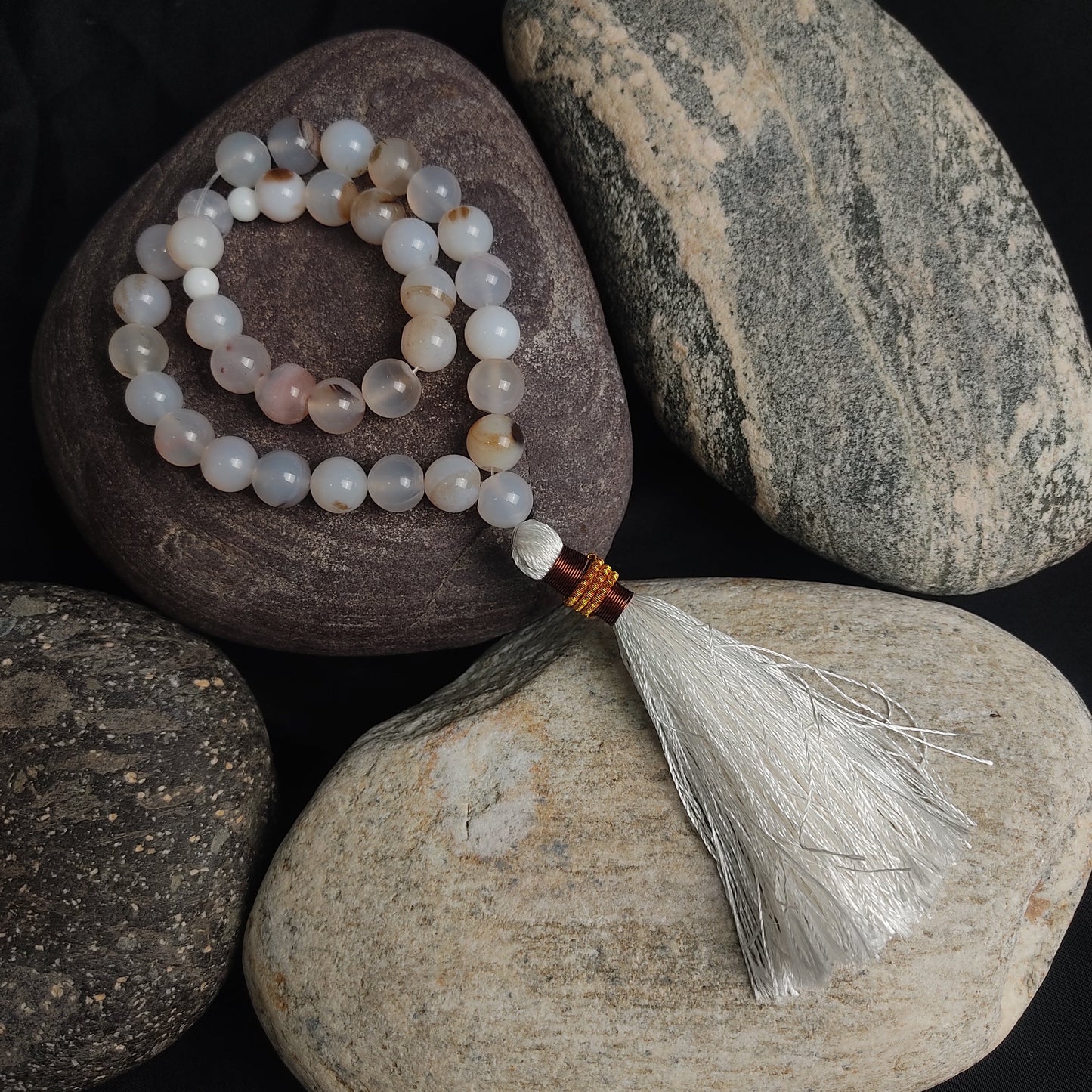 White Aqeeq Stone Tasbeeh Collection.