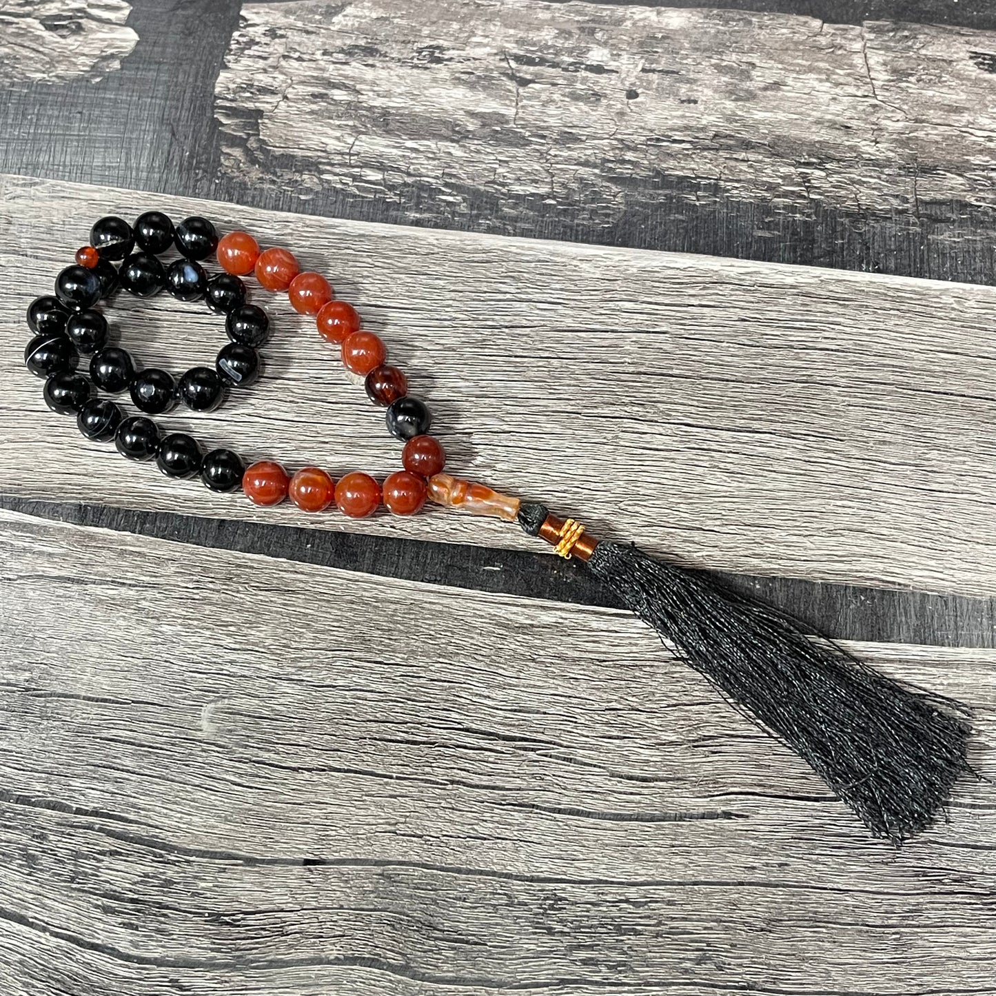 Red & Black  (Sulamaini)  Aqeeq Stone Tasbih 12mm 33 Beads Beads