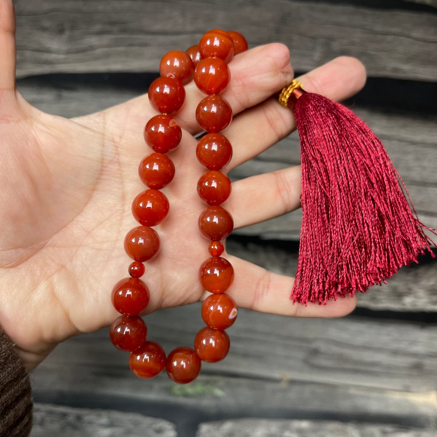 Yamni (Red)  Aqeeq Stone  Tasbih Collection