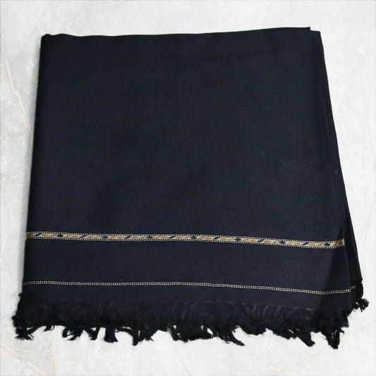 96 Wool Pashmina Swati Shawl  Black Color