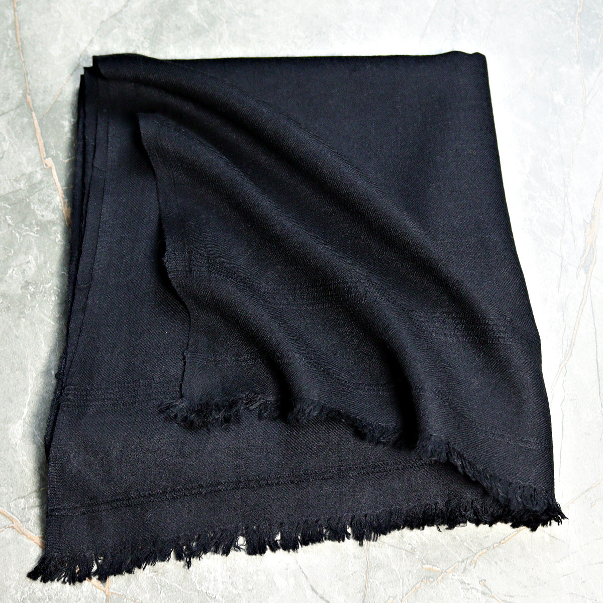 Handmade Swati Woolen Shawl with Designer Plain Black color