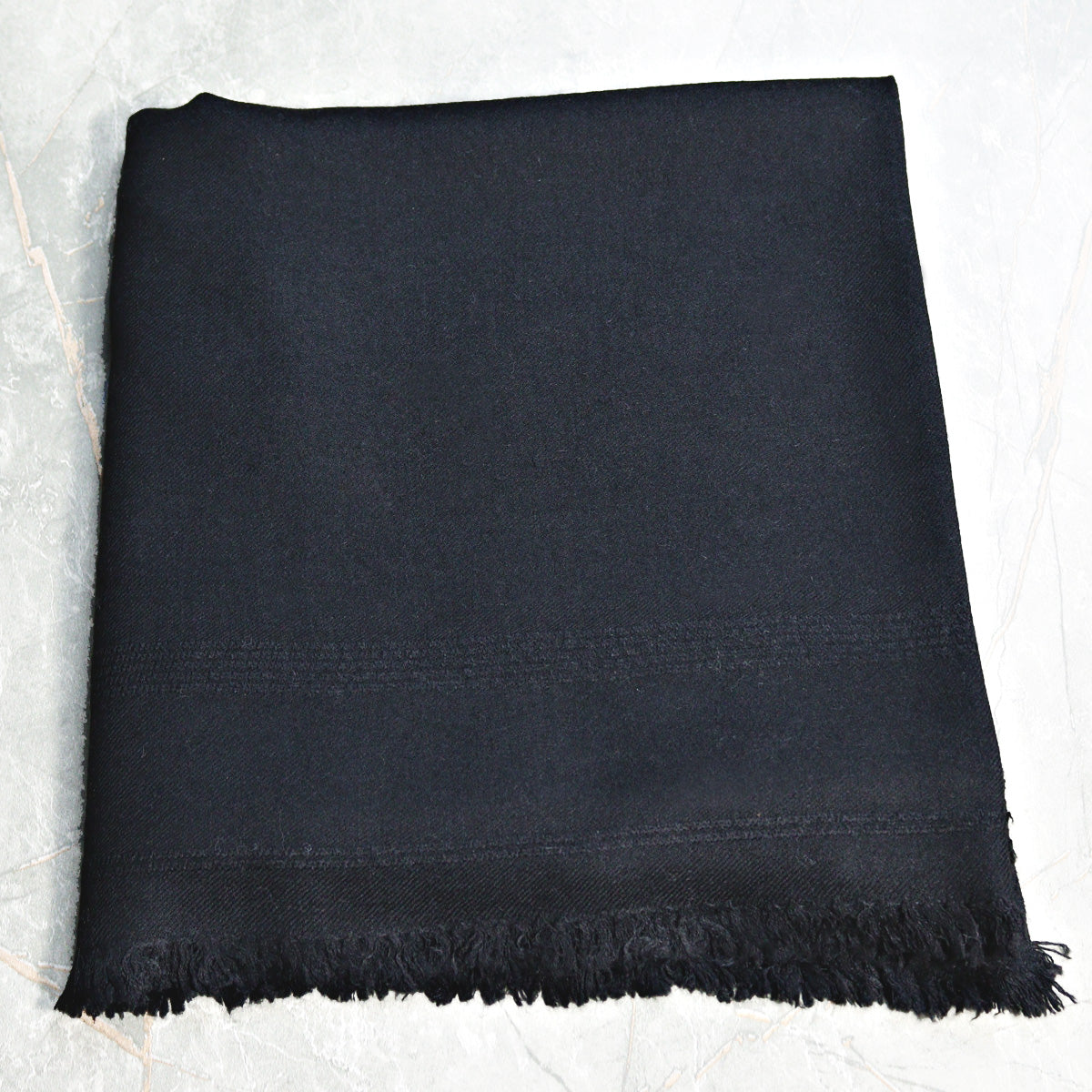 Handmade Swati Woolen Shawl with Designer Plain Black color