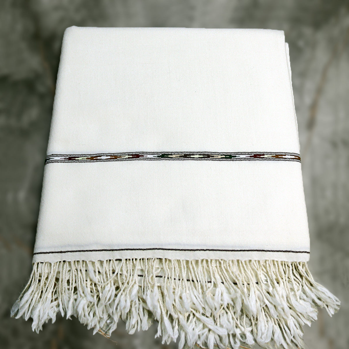 72 Fine Wool, Off-White, Premium Quality, Swati Handmade Shawl