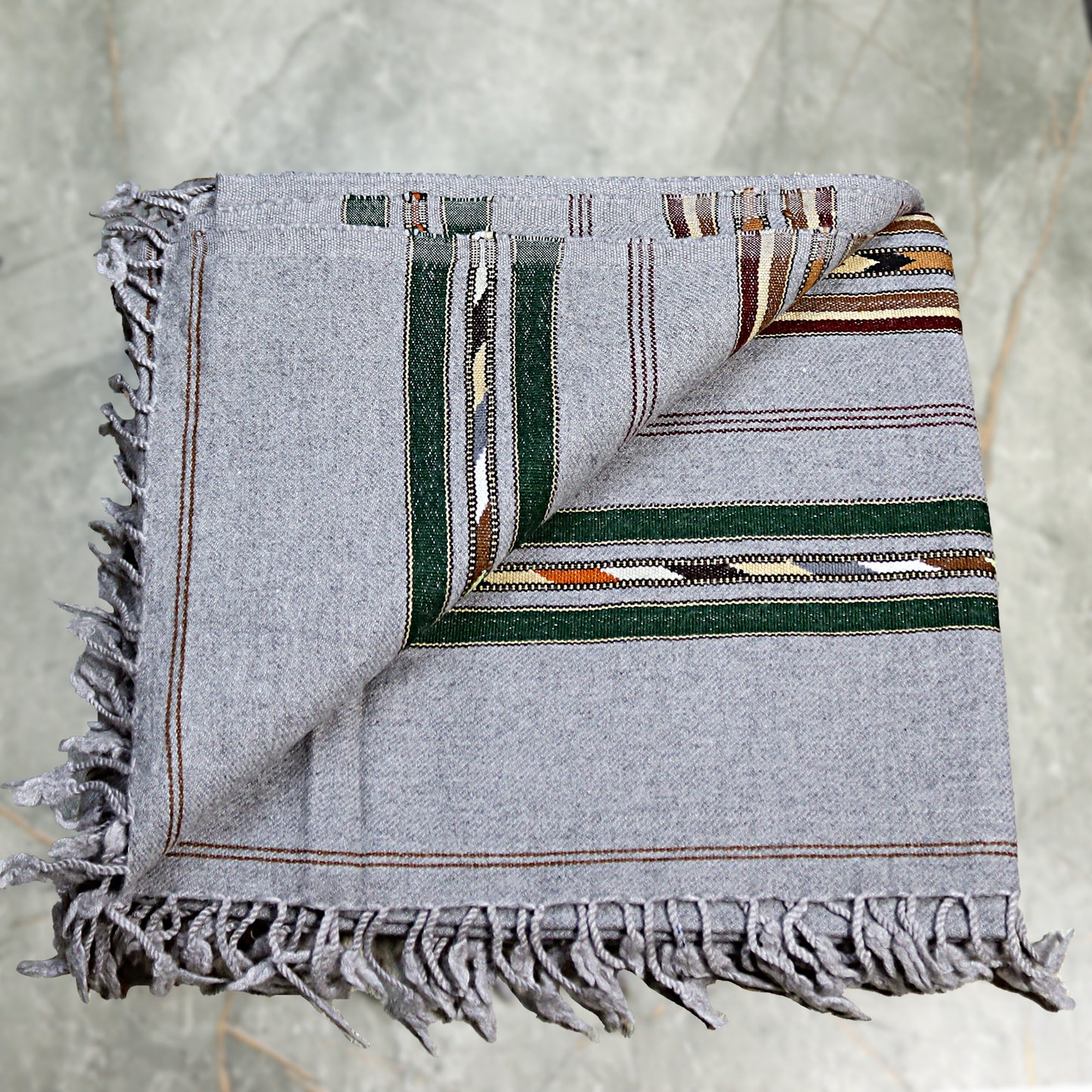 Angora Wool Swati Handmade Shawl Grey  Color Sada