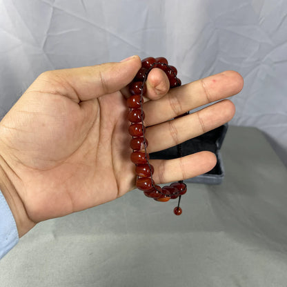 Turkish Round Yamni Red Aqeeq Stone Tasbeeh
