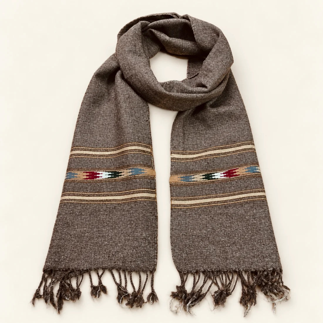 Handmade Soft , Wool Mufflers- Brown