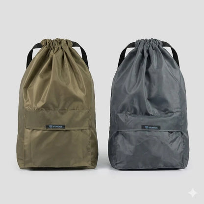Pack of Two Drawstring Bags – , Waterproof, All-Purpose for Hajj Umrah College/Uni , Gym & Daily Use ( Olive Green + Grey)