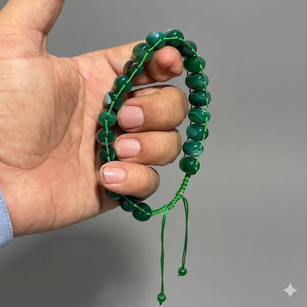 Turkish Round Green Aqeeq Stone Tasbeeh 21 Beads