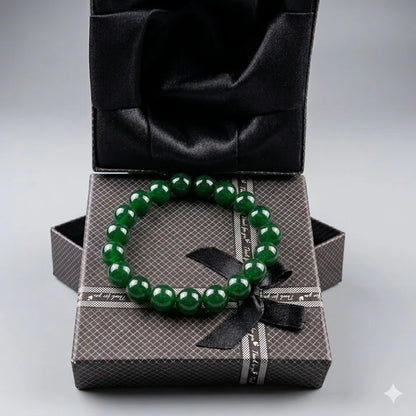 Green Aqeeq Stone Bracelet –- Free Size Fit for All( 16 Beads ,10mm size)