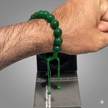 Green Aqeeq Stone Bracelet –- Free Size Fit for All( 16 Beads ,10mm size)