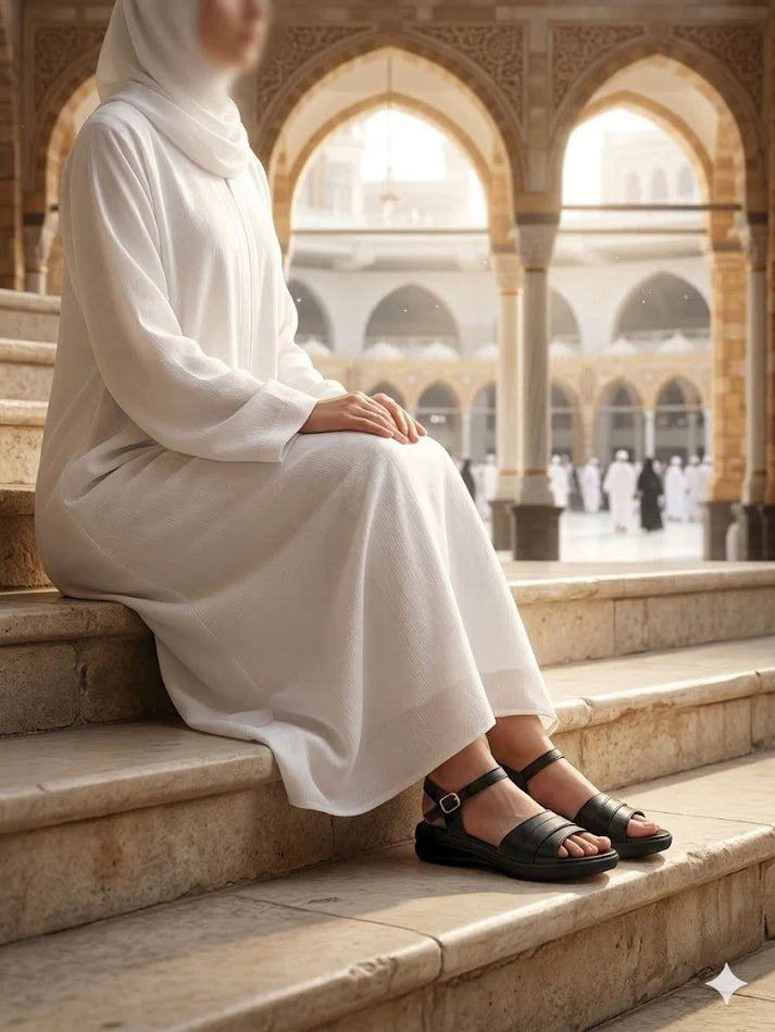 Ibex Exclusive, Ladies Hand made , Soft , Lightweight & Flat, Leather Sandals, Black Color
