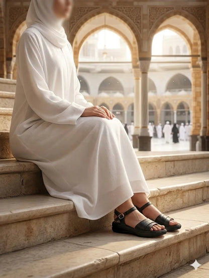 Ibex Exclusive, Ladies Hand made , Soft , Lightweight & Flat, Leather Sandals, Black Color