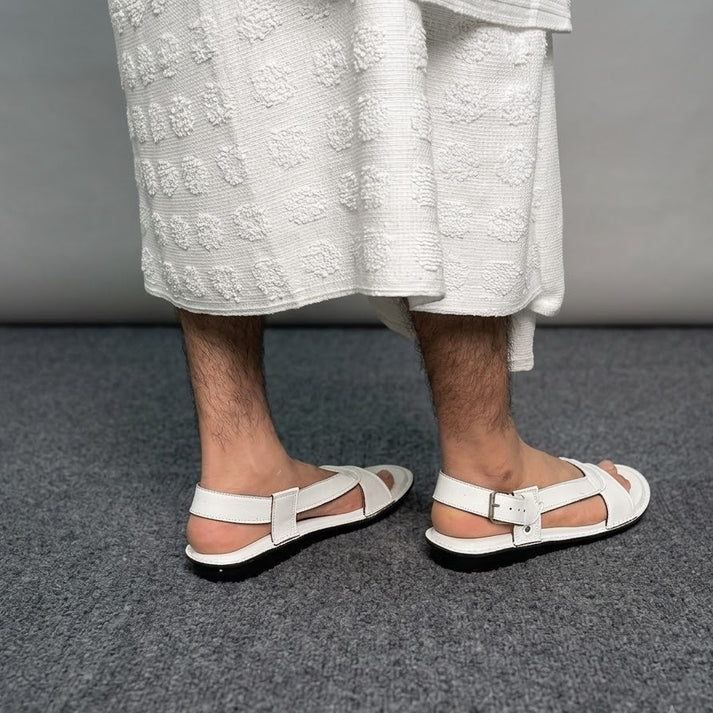 Hajj & Umrah Special Slippers, for Men (Handmade, Anti slip, All Day Comfort) White Color