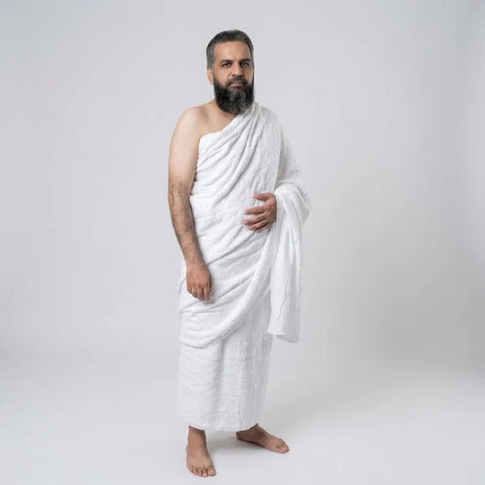 Zero Twist Pure Cotton Ihram (2 Pieces) – Super Soft & Absorbent Double-Sided Towels,