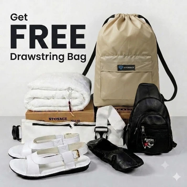 Get Free Drawstring Bag (Of Rs-1,500/-) with 7 in 1 Hajj & Umrah Essentials – One Complete kit.