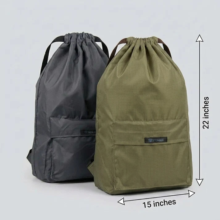 Two (2) Drawstring Bags – , Waterproof, All-Purpose for Hajj Umrah College/Uni , Gym & Daily Use ( Blue + Olive Green )