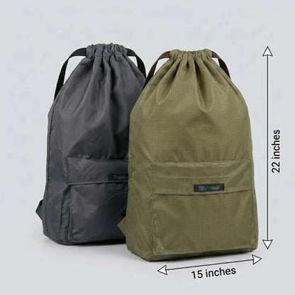 Two (2) Drawstring Bags – , Waterproof, All-Purpose for Hajj Umrah College/Uni , Gym & Daily Use ( Blue + Olive Green )