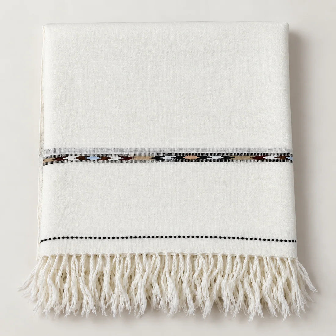 72 Count Premium Swati Wool Shawl Off-White Color, Original, Handmade.