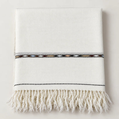 72 Count Premium Swati Wool Shawl Off-White Color, Original, Handmade.