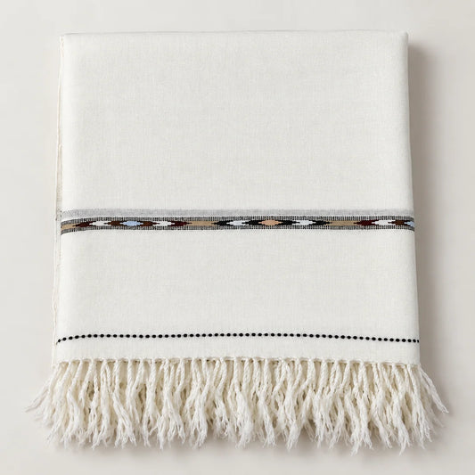 72 Count Premium Swati Wool Shawl Off-White Color, Original, Handmade.