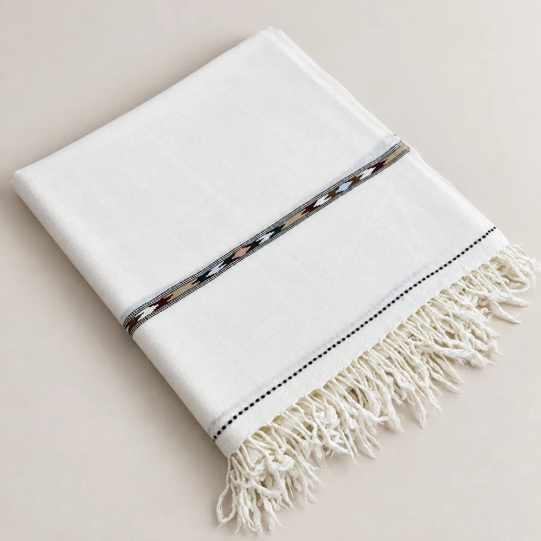 72 Count Premium Swati Wool Shawl Off-White Color, Original, Handmade.