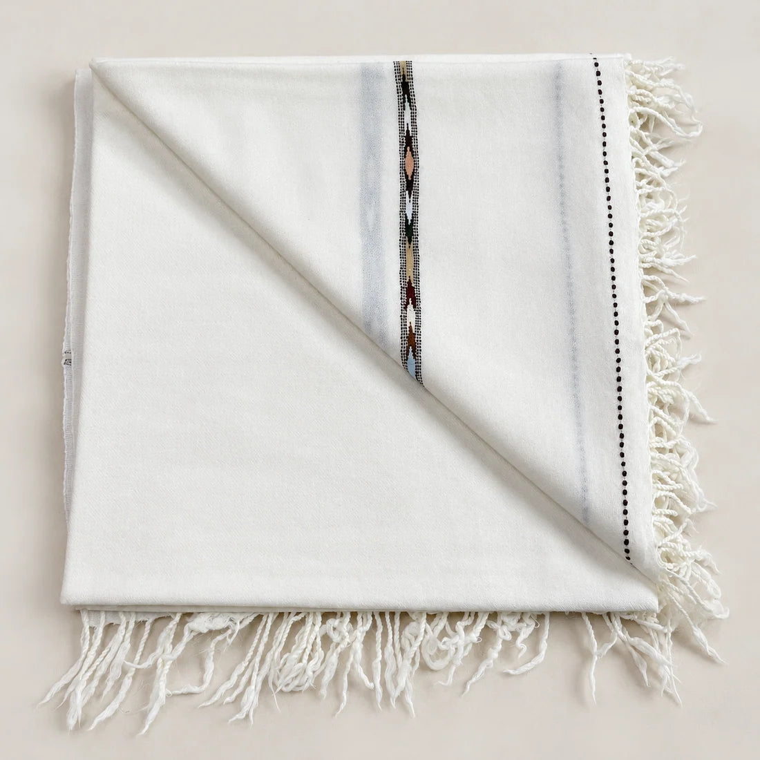 72 Count Premium Swati Wool Shawl Off-White Color, Original, Handmade.