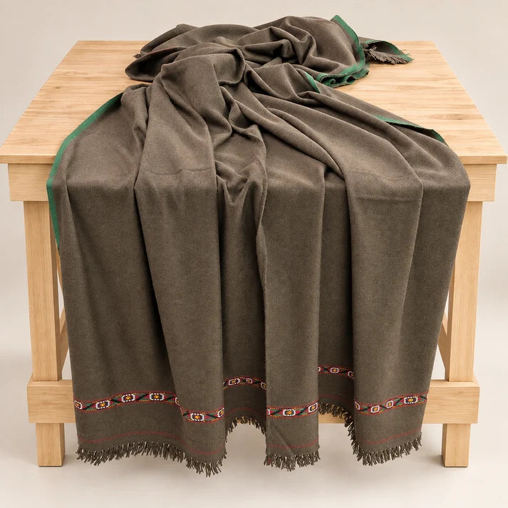 Herati - Handmade Wool Shawl, Brown