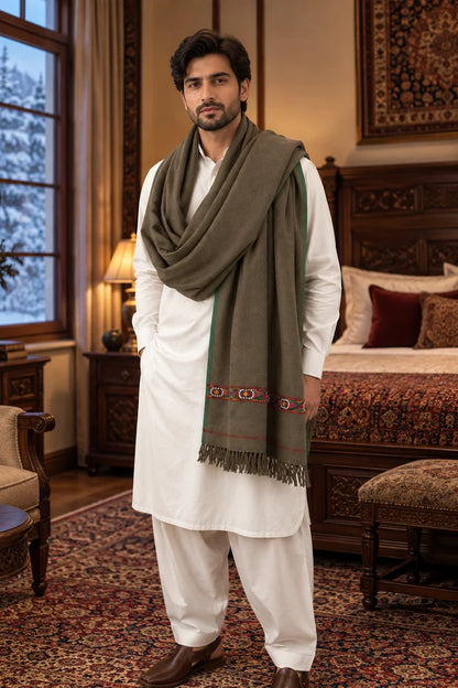 Herati - Handmade Wool Shawl, Brown
