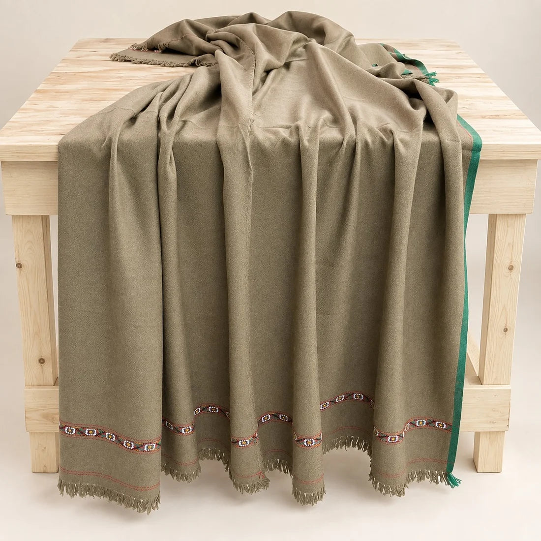 Herati - Handmade Wool Shawl, Light Brown