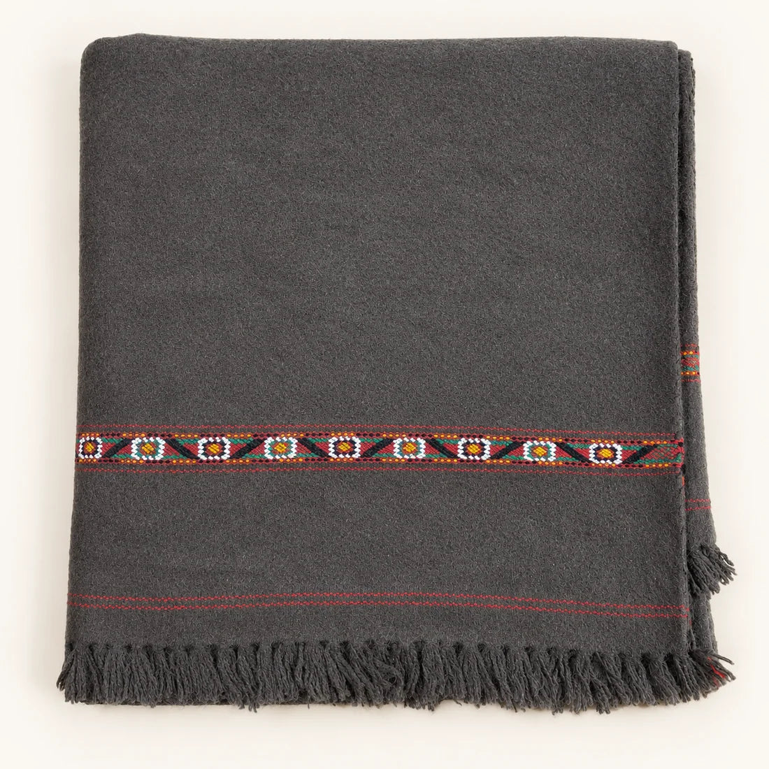 Herati - Handmade Wool Shawl, Dark Brown