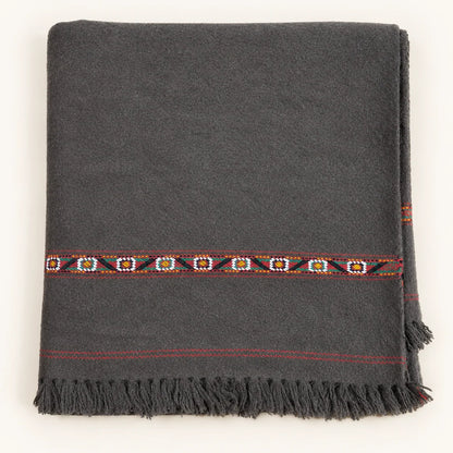 Herati - Handmade Wool Shawl, Dark Brown