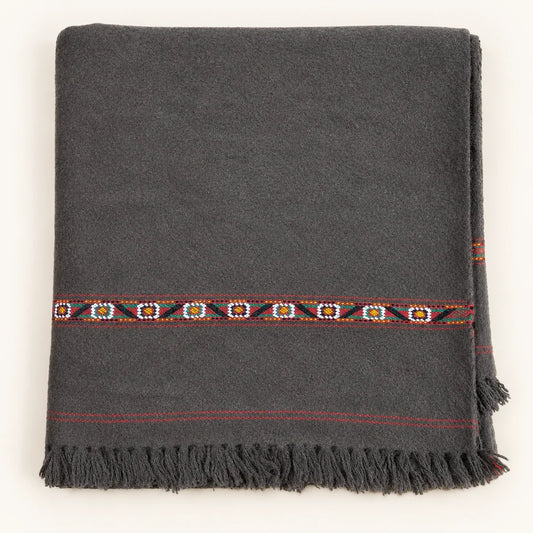 Herati - Handmade Wool Shawl, Dark Brown