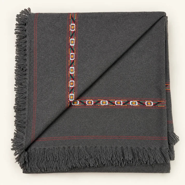 Herati - Handmade Wool Shawl, Dark Brown