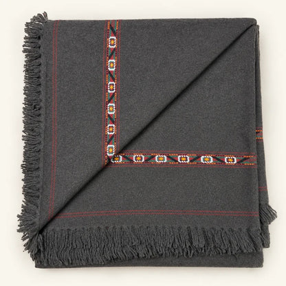 Herati - Handmade Wool Shawl, Dark Brown