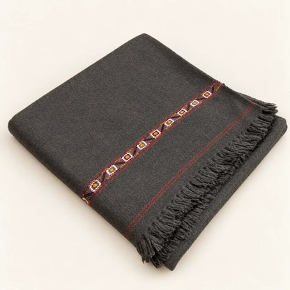 Herati - Handmade Wool Shawl, Dark Brown