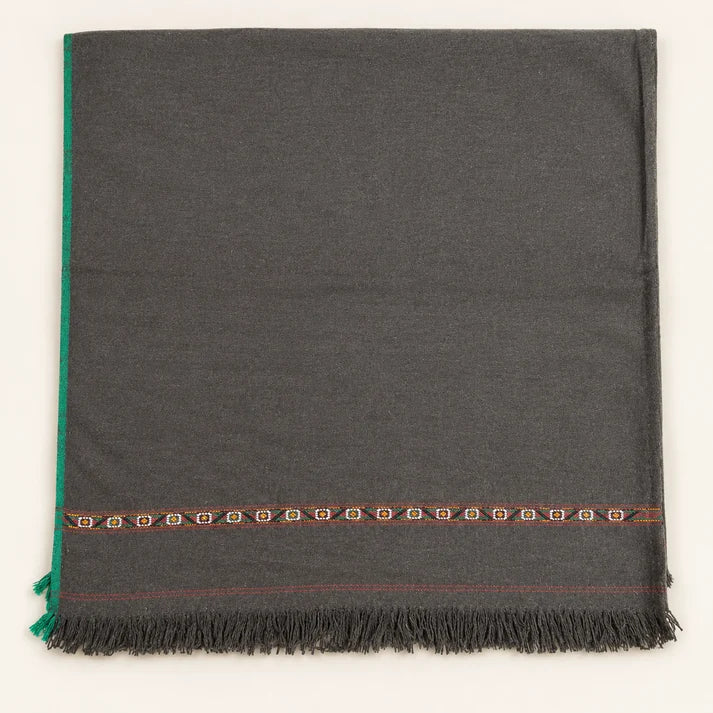 Herati - Handmade Wool Shawl, Dark Brown