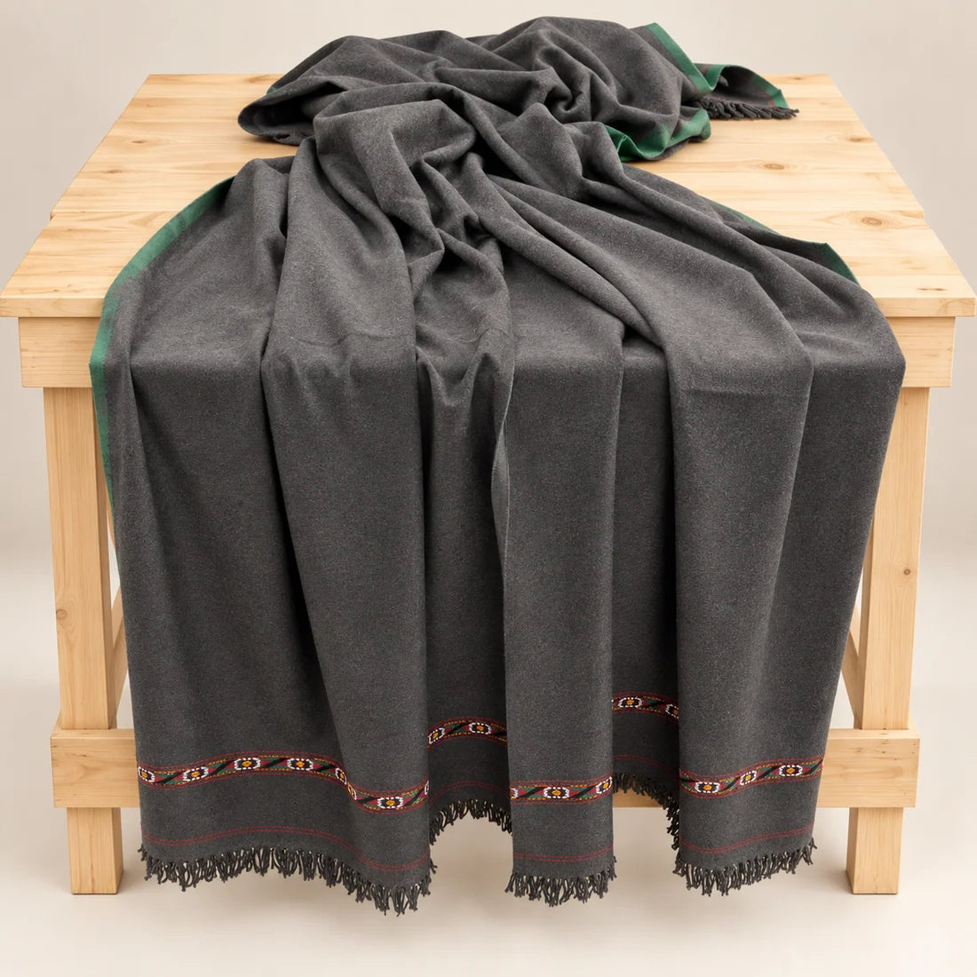 Herati - Handmade Wool Shawl, Dark Brown